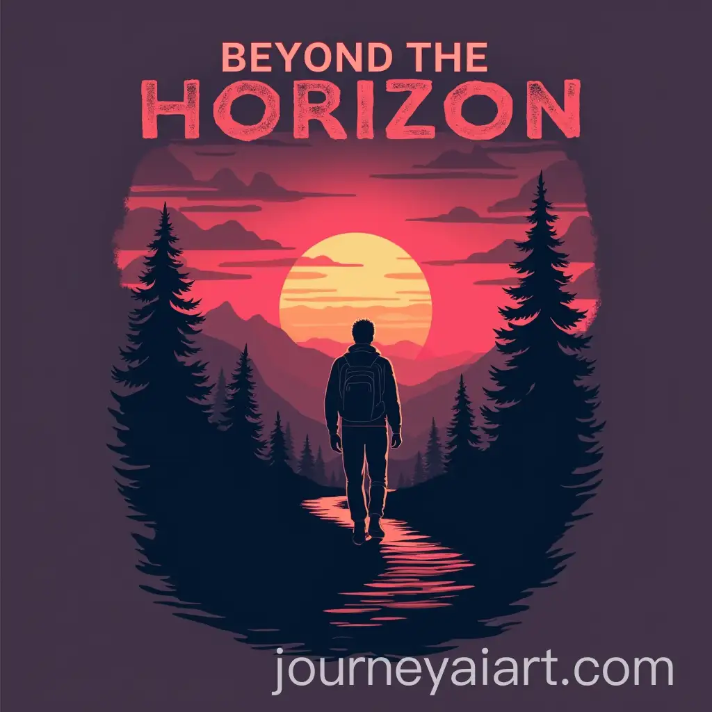 Lone-Hiker-Walking-Toward-a-Glowing-Sunset-Horizon