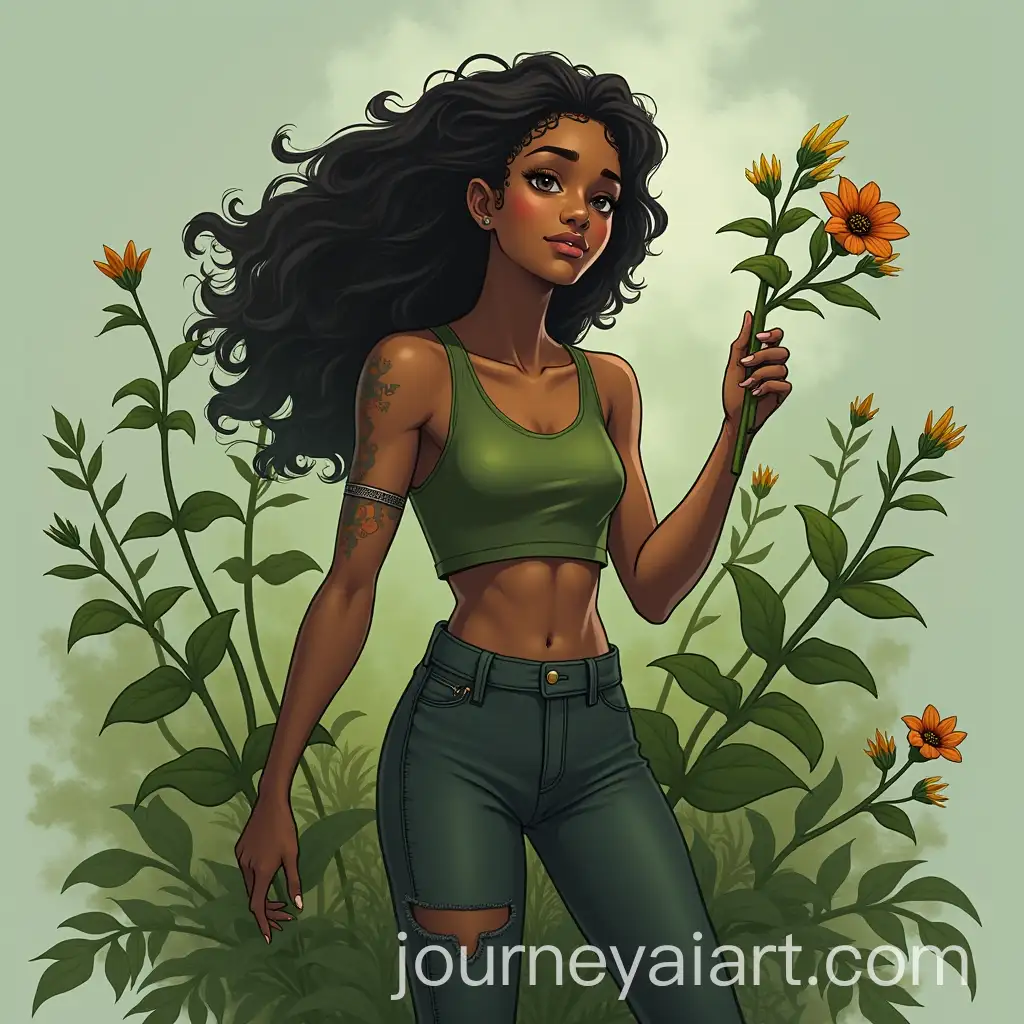 Teenage-Girl-with-Panther-Control-Over-Plants