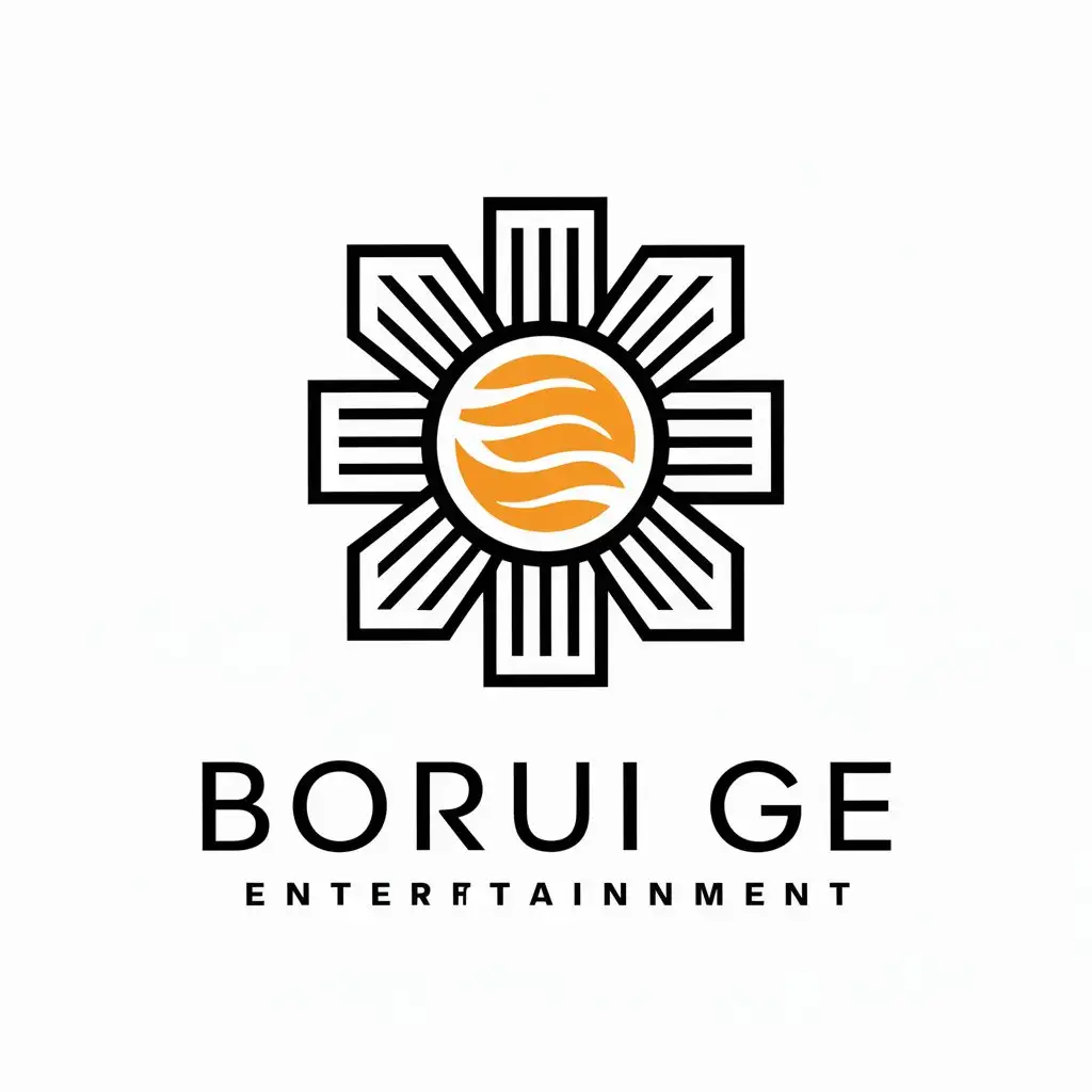 a vector logo design,with the text "Borui Ge", main symbol:Sun, ancient wind window,complex,be used in Entertainment industry,clear background