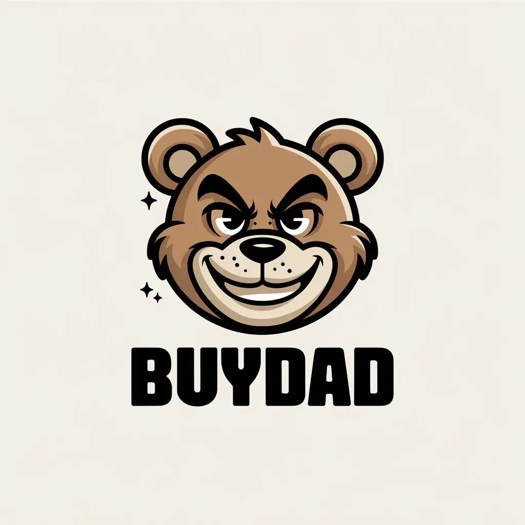 LOGO Design for BuyDad Smiling Mischievous Plush Teddy Bear Head with Clear Background