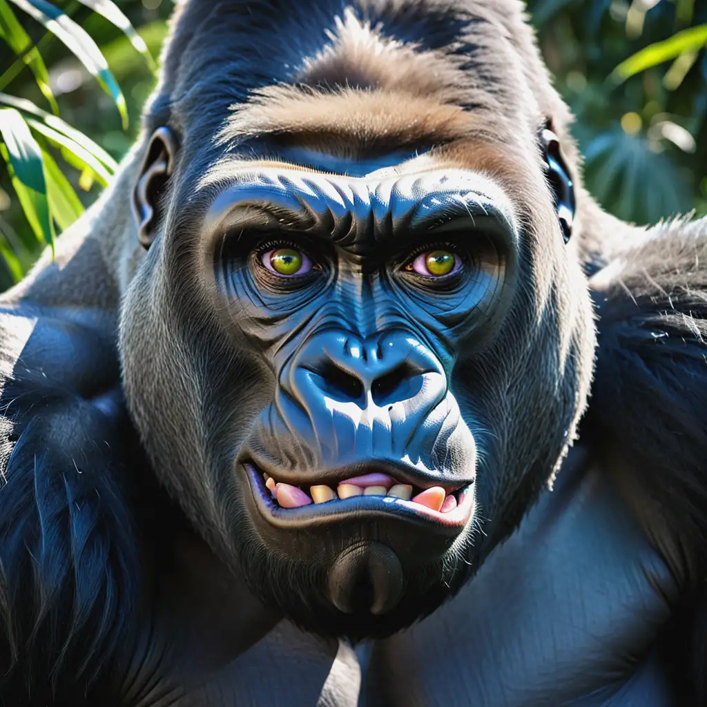 Giant Gorilla Head with Enormous Bulging Colored Eyes