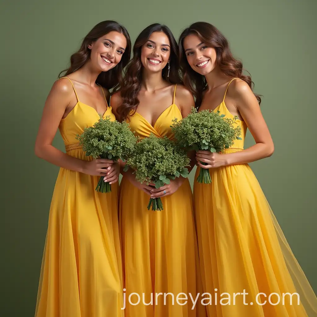 Elegant-Girls-in-Golden-Dresses-with-Green-Bouquets