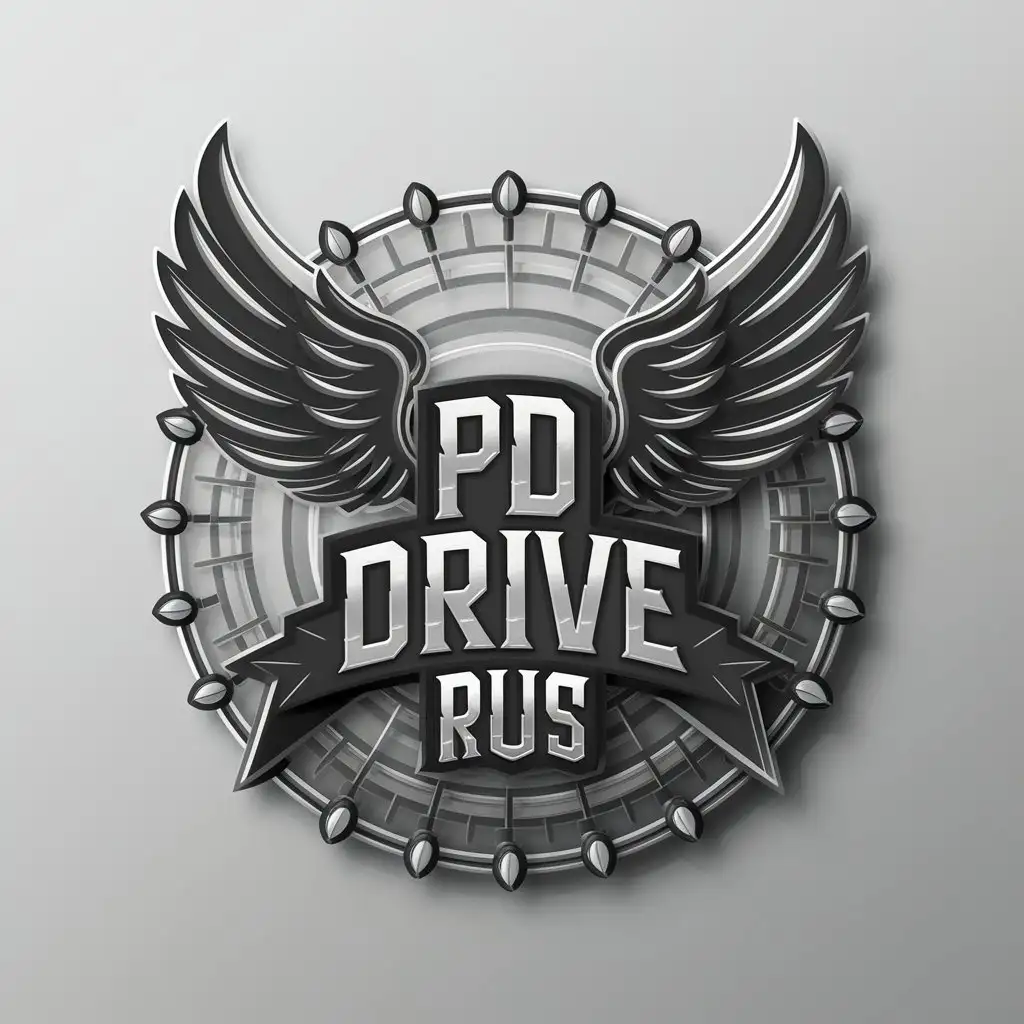 LOGO Design for PD Drive Rus Angel Wings Evil Symbol in 4K Realism