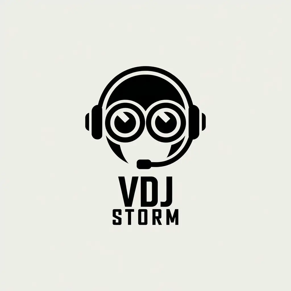 LOGO Design for VDJ STORM Minimalistic Eyes and Headset Theme for Entertainment Industry