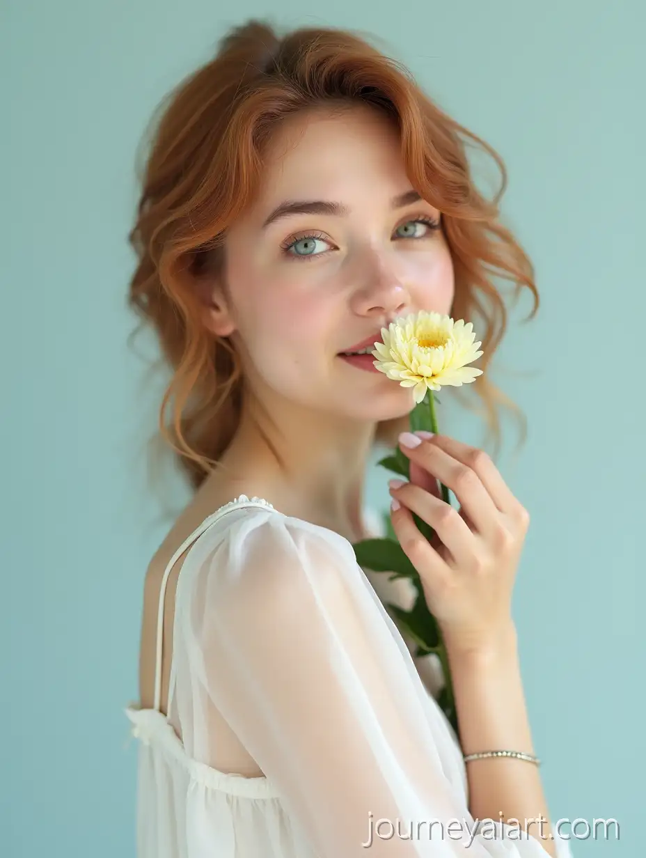 Serene-PortraitSerene-woman-with-flower-of-Woman-with-Yellow-Flower-and-Soft-Expression
