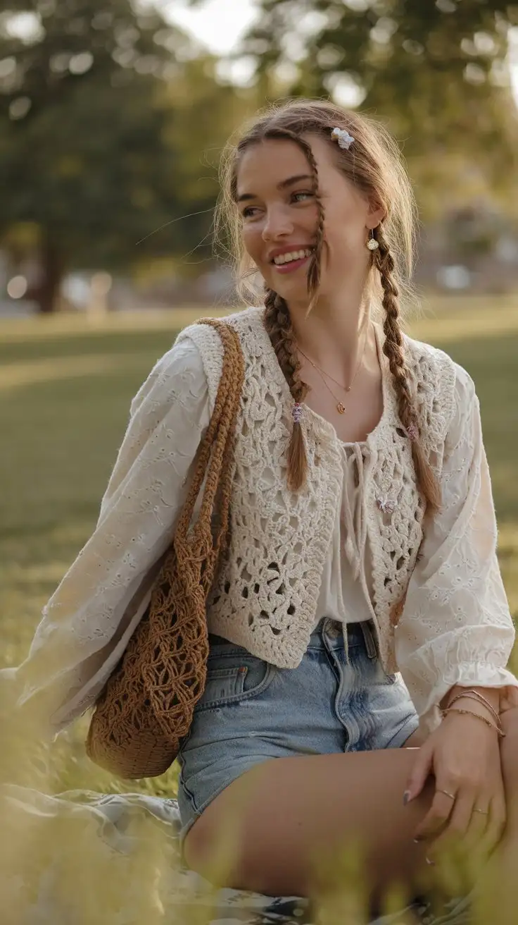 Young-Woman-in-1970s-Bohemian-Fashion-Enjoying-a-Sunny-Afternoon-in-the-Park