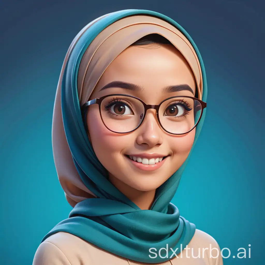 Realistic-Cartoon-Style-3D-Character-of-Indonesian-Woman-in-Cream-Hijab