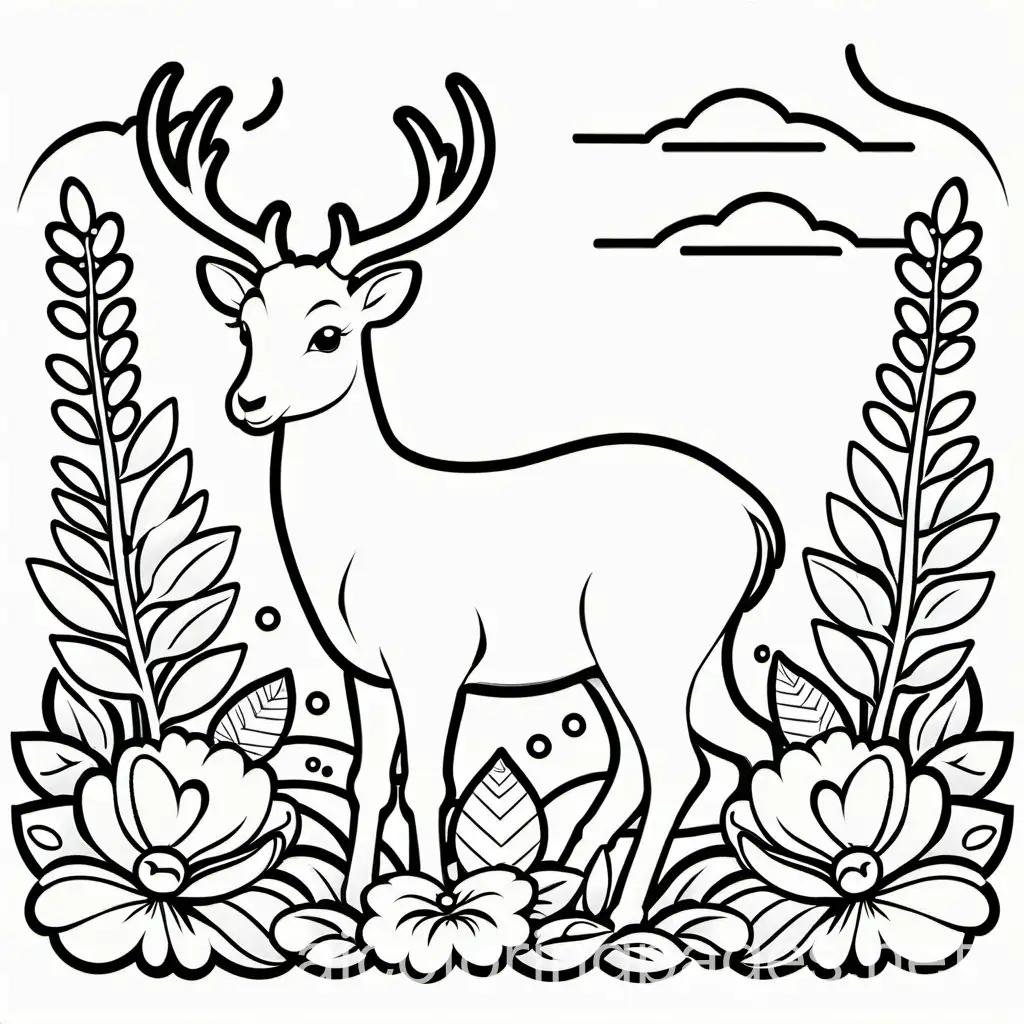 ANIMAL, Coloring Page, black and white, line art, white background, Simplicity, Ample White Space. The background of the coloring page is plain white to make it easy for young children to color within the lines. The outlines of all the subjects are easy to distinguish, making it simple for kids to color without too much difficulty
