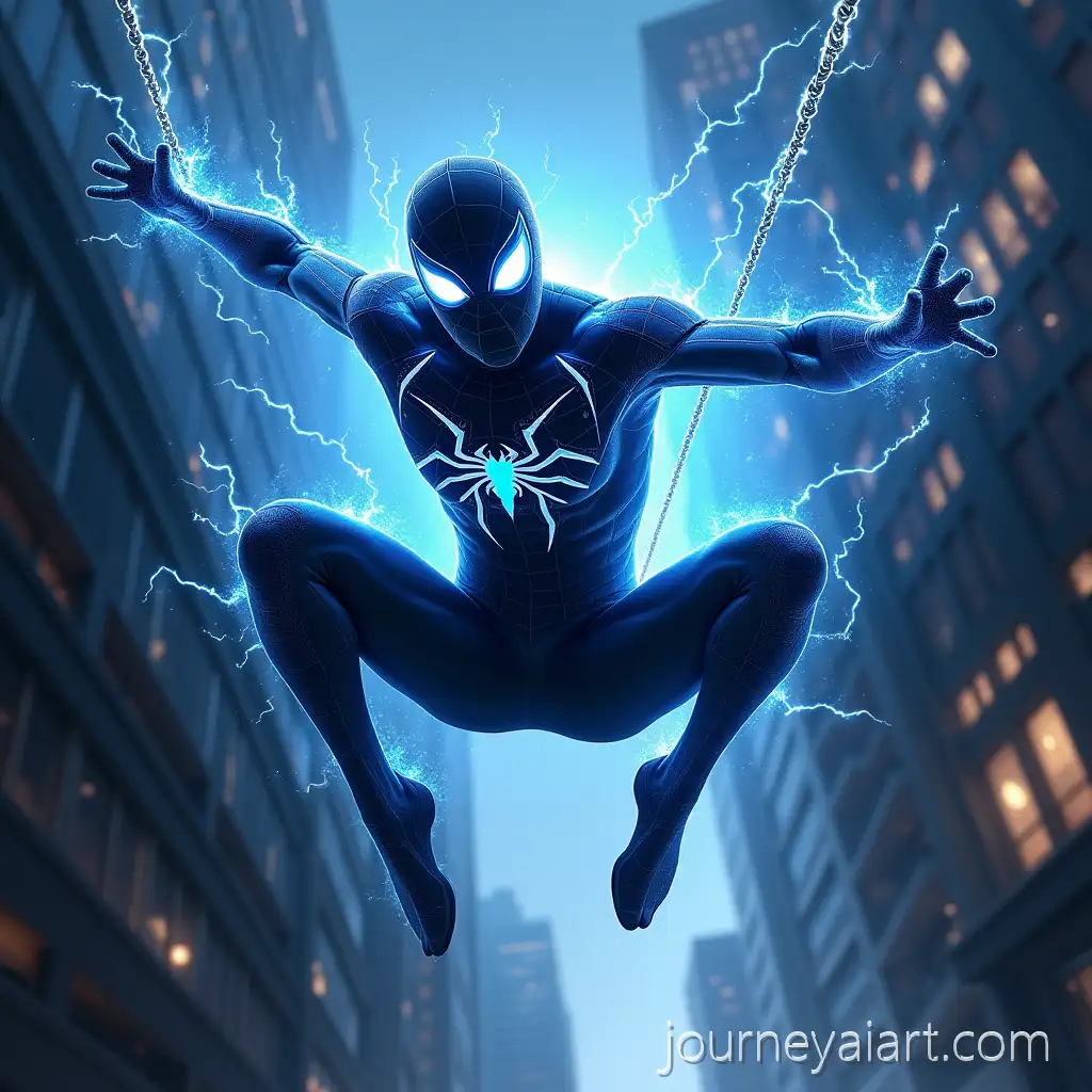 Dark-SpiderMan-with-Electric-Aura-Swinging-at-High-Speed