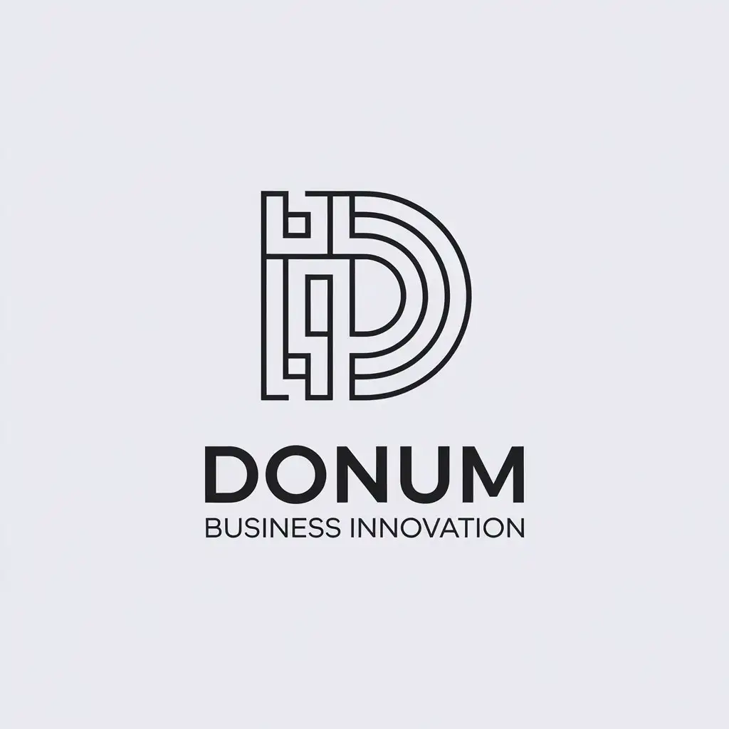 a vector logo design,with the text "Donum Business Innovation", main symbol:D,Minimalistic,be used in consultoria industry,clear background