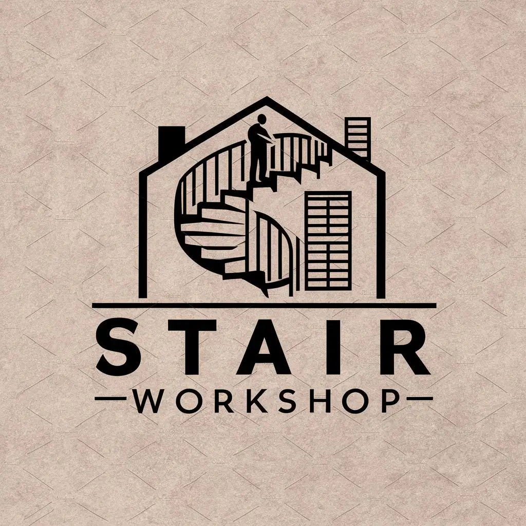 LOGO-Design-for-Stair-Workshop-Spiral-Staircase-with-Person-in-a-House-Setting