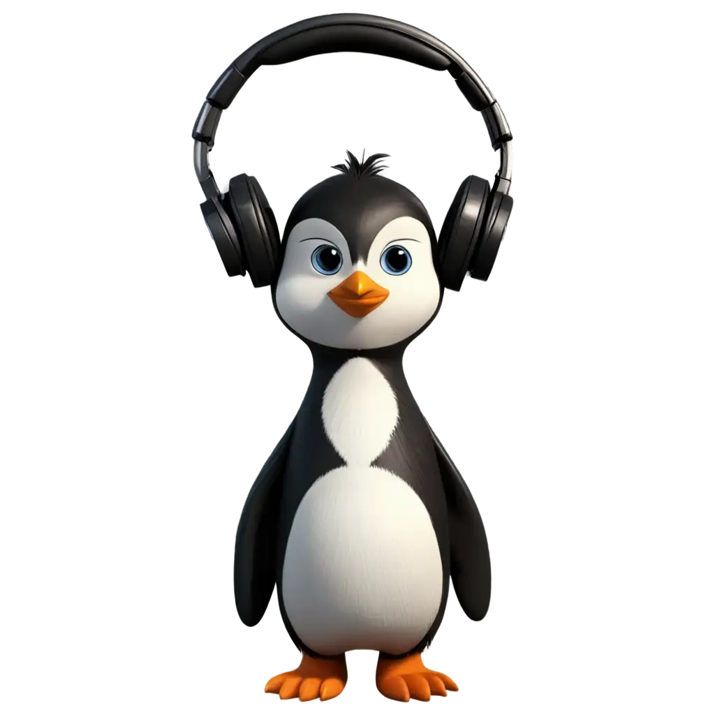 Cute-Cartoon-Penguin-with-Headphones-PNG-HighQuality-Image-for-Digital-Media