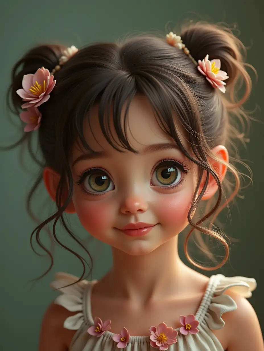 Lifelike 4K Hyperrealistic Fairy Child with Brunette Hair