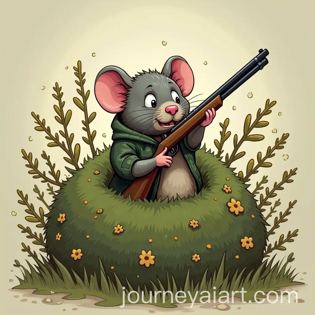 Cute-Rat-with-Shotgun-Hiding-in-a-Bush-Amidst-War-Chaos