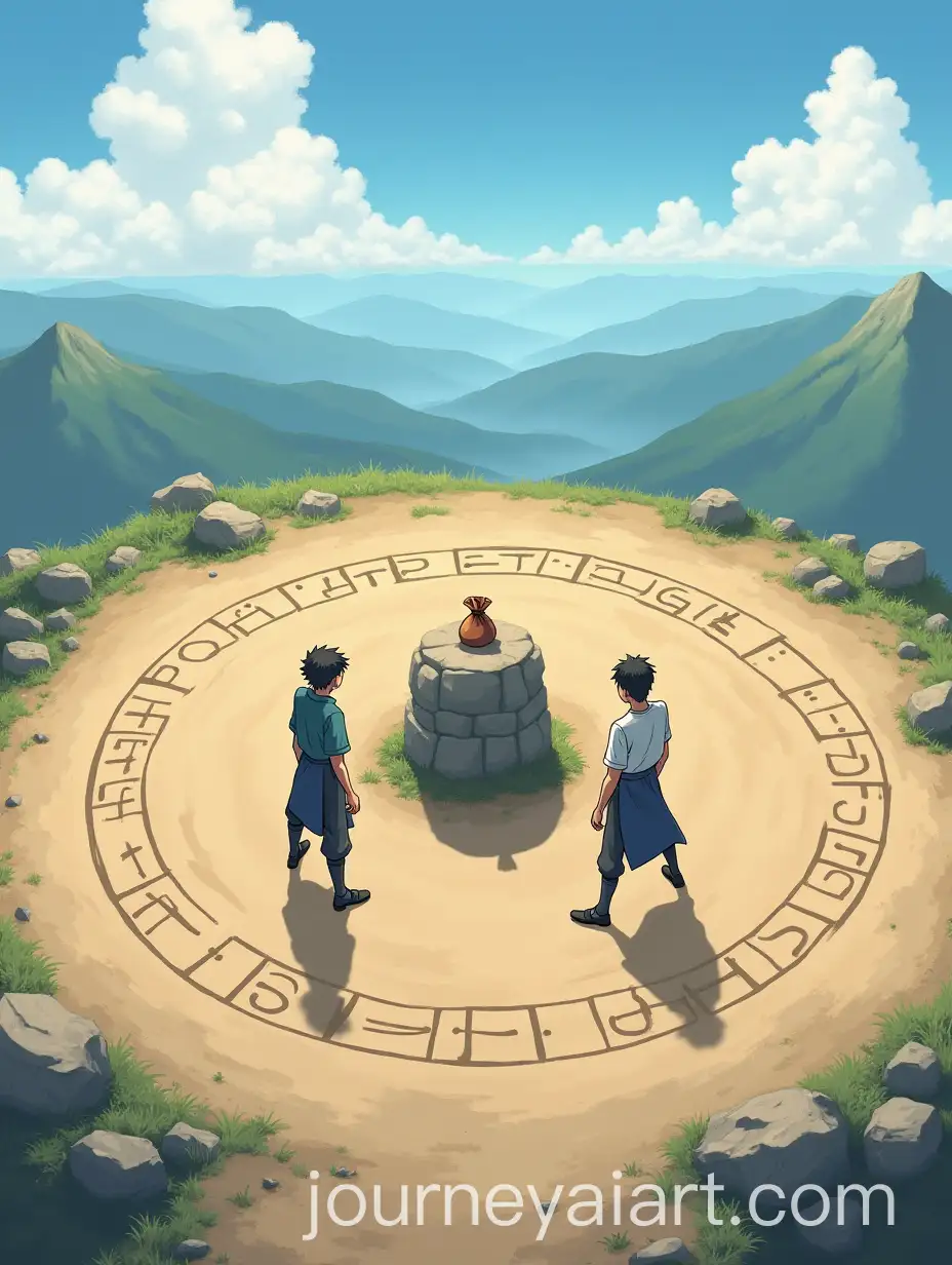 Twin-Warriors-Facing-Off-in-RuneCircle-Battle-on-Mountain-Top