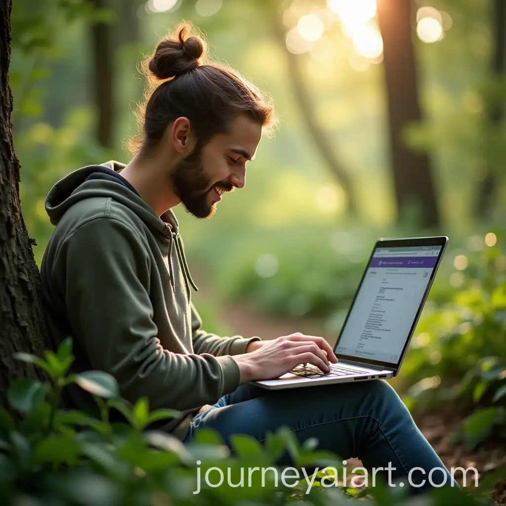 Programmer-Coding-in-a-Beautiful-Natural-Setting