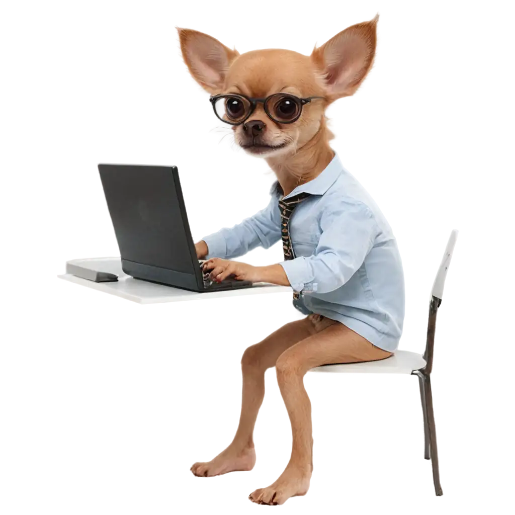 Chihuahua-with-Human-Legs-Working-at-a-Computer-Desk-PNG-Fun-and-Quirky-Digital-Art-for-Your-Projects