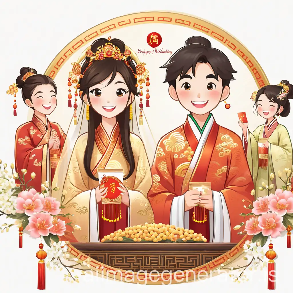 draw an image wishing happiness for a Chinese wedding