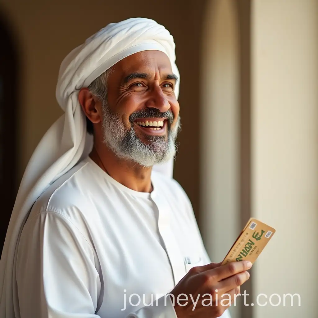 MiddleAged-Muslim-Man-in-Ihram-Holding-Hajj-Ticket-with-Serene-Expression
