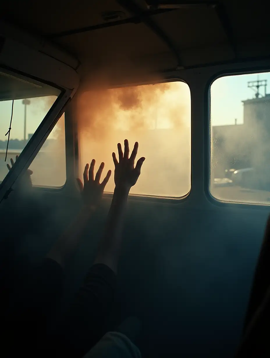 Cinematic-Image-of-a-Cessna-Airplane-in-a-Hangar-with-People-Trapped-Inside