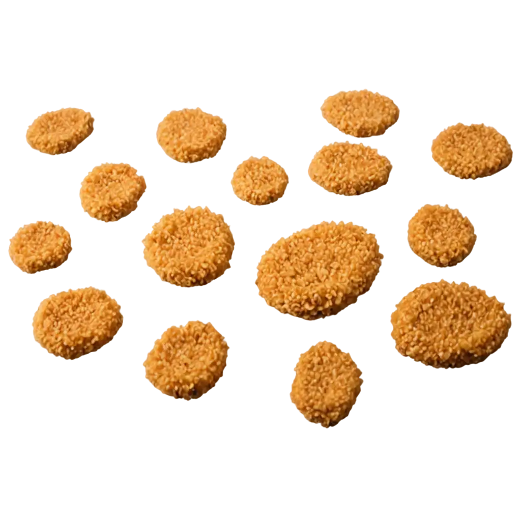 Flat-Rounded-Coin-Nugget-with-Rice-Crumb-Puff-HighQuality-PNG-Image-for-Versatile-Use