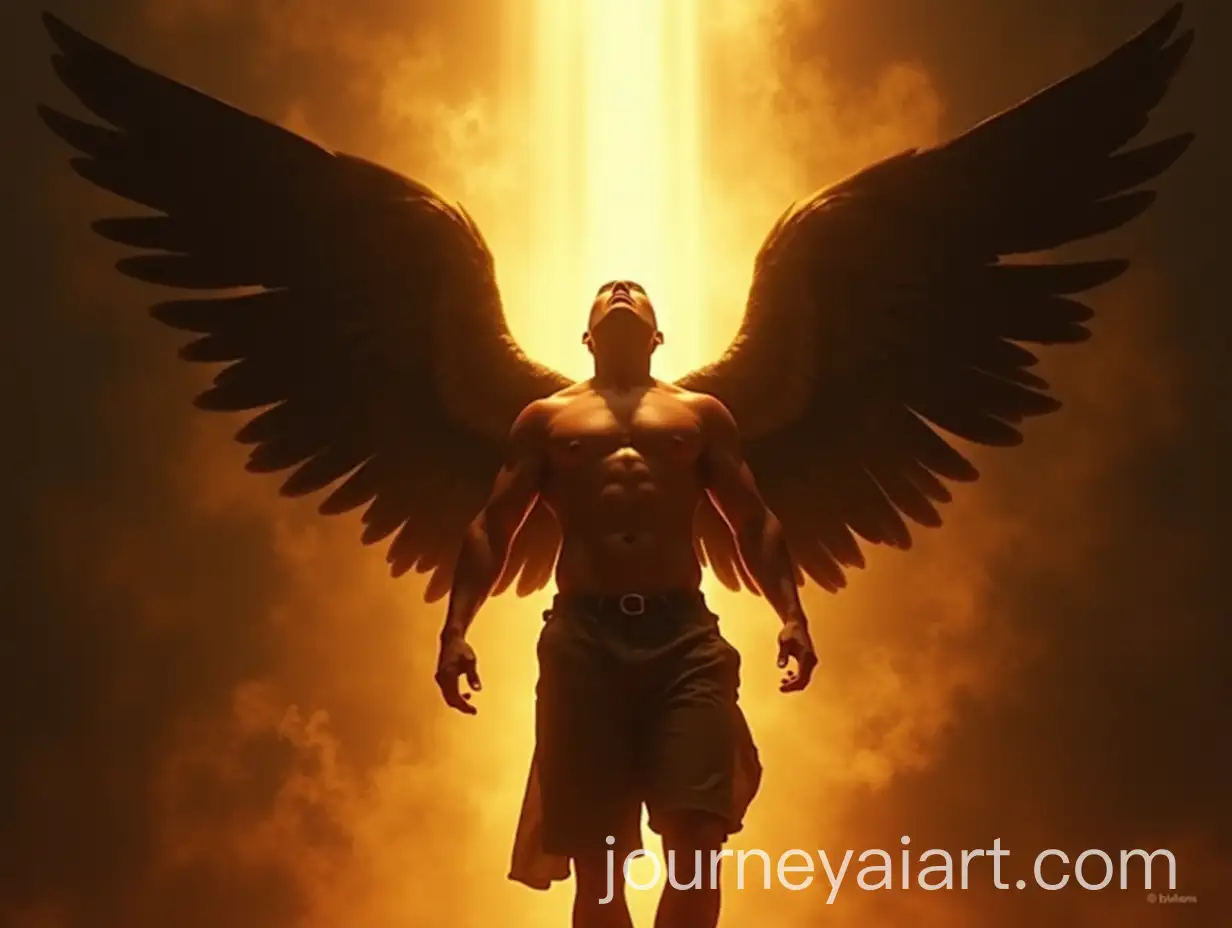 Powerful-Human-Figure-with-Dark-Angel-Wings-Rising-into-Golden-Light-Symbolizing-Rebirth-and-Courage