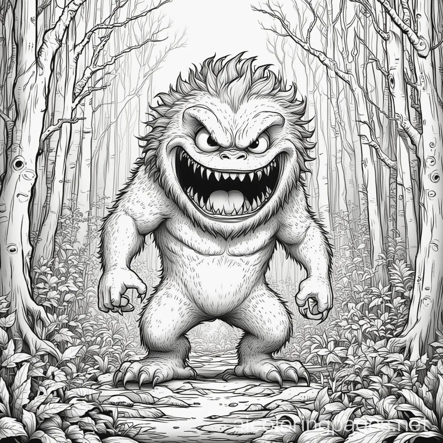 Scary-Monster-in-Woods-Coloring-Page-for-Kids