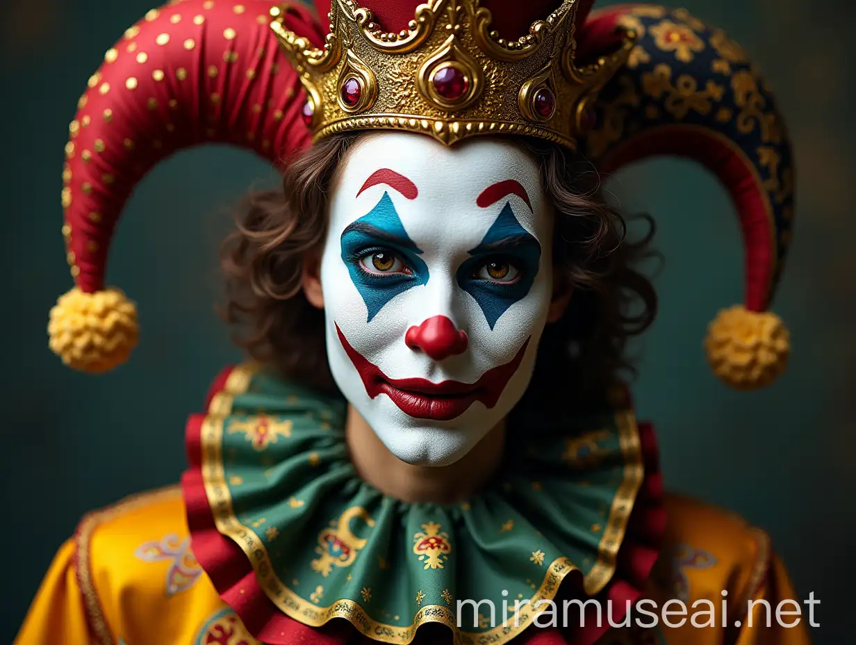 Majestic Jester Portrait in Frontal View