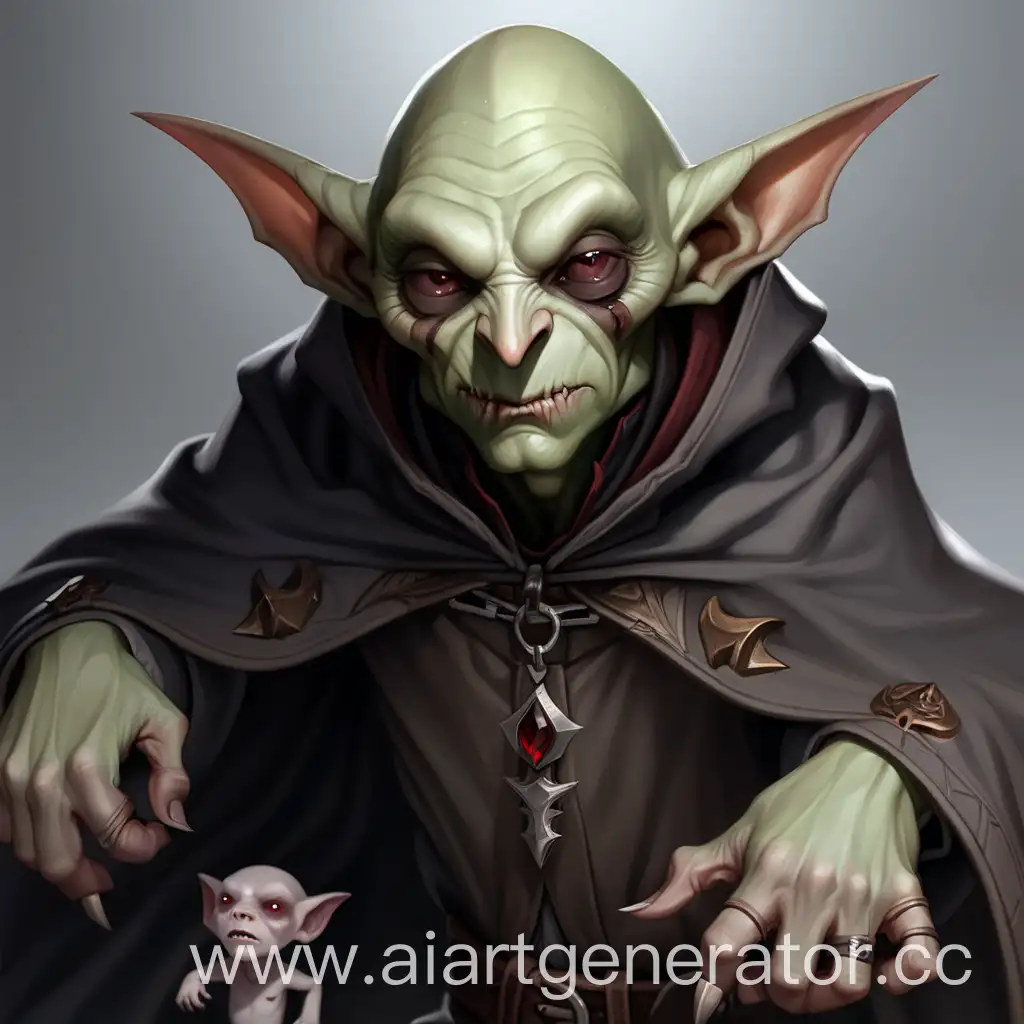 goblin-vampire, white skin, claws, empty eyes, gray cloak, around bodies of humans and animals