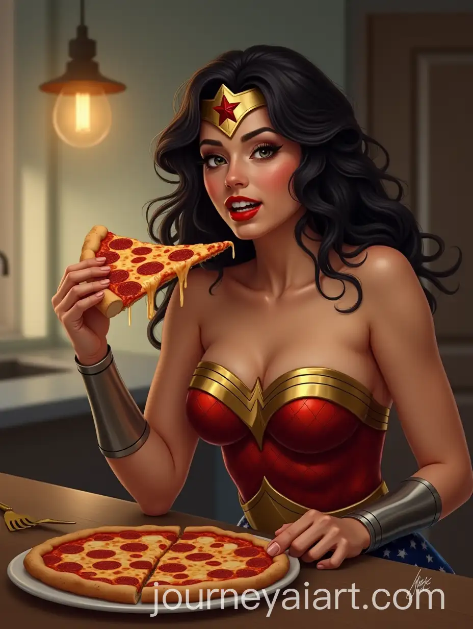 Wonder-Woman-Enjoying-a-Slice-of-Pizza