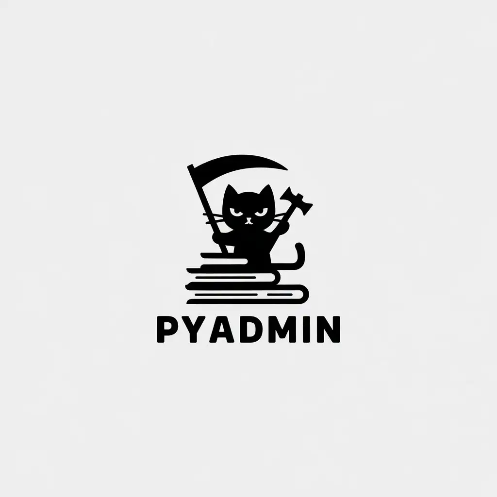 LOGO-Design-for-PyAdmin-Minimalistic-Cat-Scythe-and-Hammer-Symbol-for-Internet-Industry