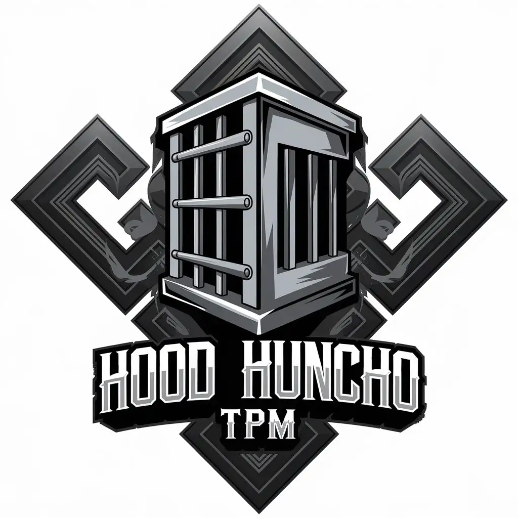 LOGO Design for HOOD HUNCHO TPM Vector Style with 3D Prison Album Cover Effect