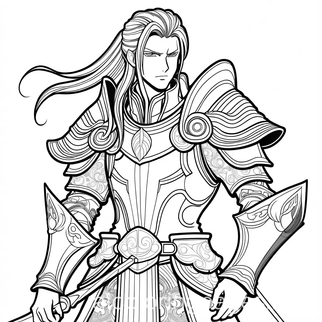 Anime-Male-in-Ponytail-Magical-Armor-Coloring-Page