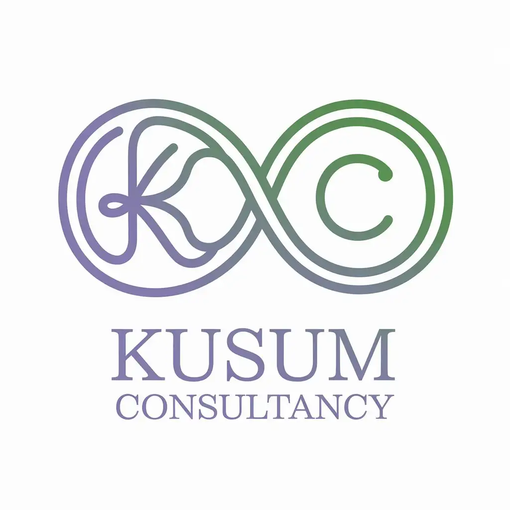 LOGO Design for Kusum Consultancy Elegant Intertwined K and C with Lavender and Green Theme