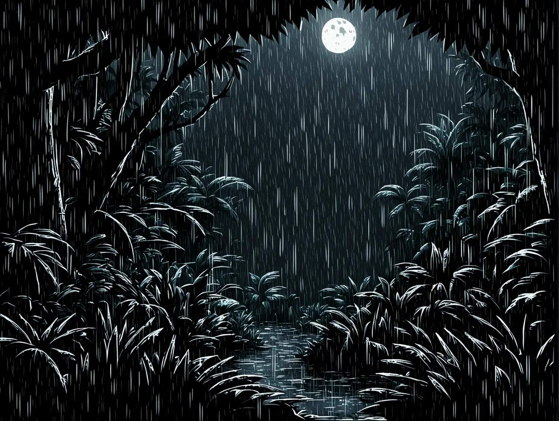 Dark-Rainy-Night-in-the-Jungle-Animated-Film-Drawing-Style