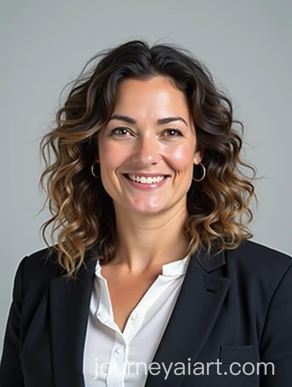 Biometric-Passport-Photo-of-FullFigured-European-Woman-in-Business-Attire