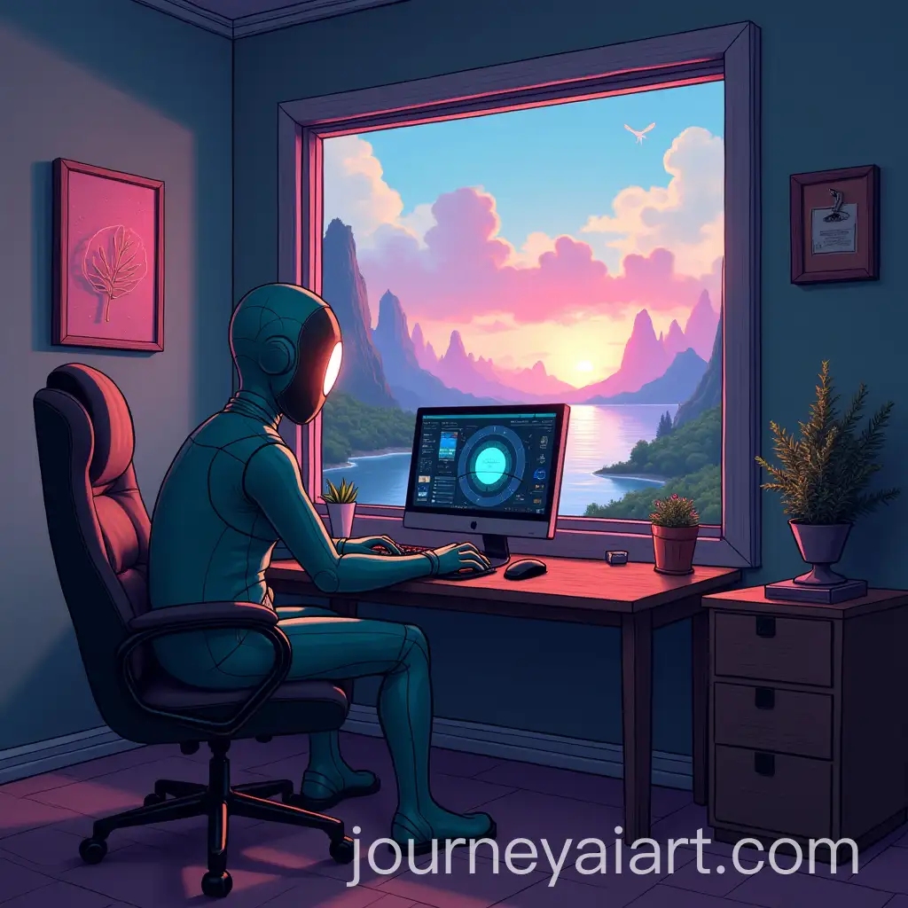Futurama-Bender-Gaming-in-Room-with-Landscape-View