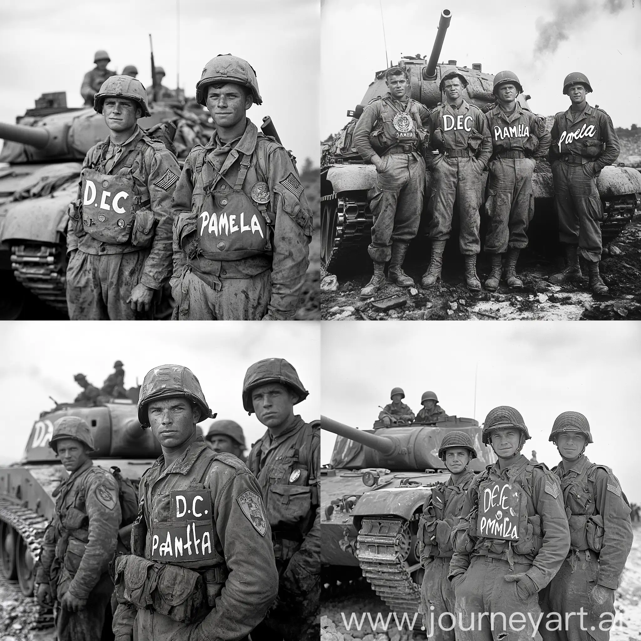 WW2-American-Soldiers-Posing-with-M4-Sherman-Tank-Pamela