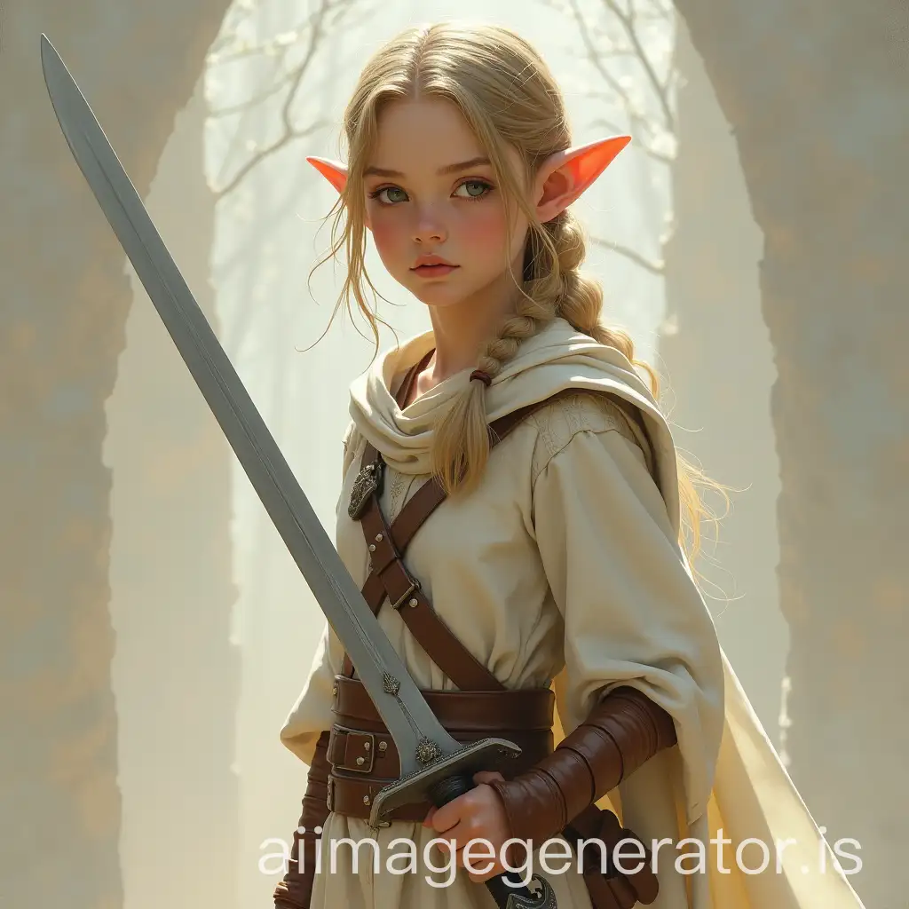 Young-Elf-Girl-in-Light-Clothing-with-a-Sword