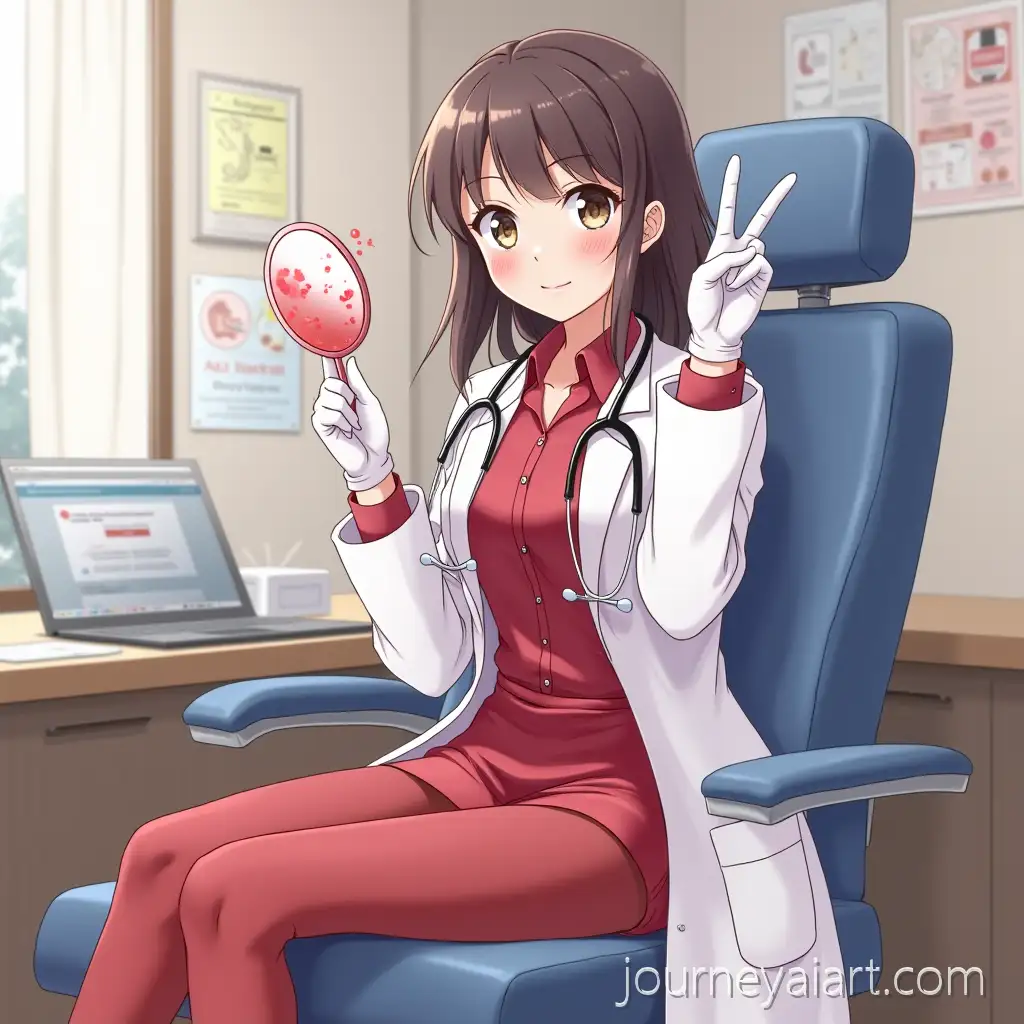 AnimeStyle-Female-Gynecologist-in-MedicalAnime-gynecologist-in-office-Office-with-Gynecological-Mirror-and-Gloves