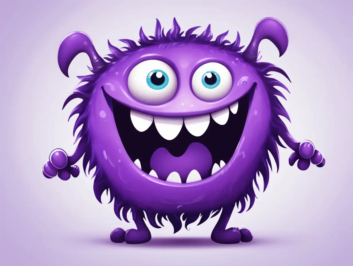 Playful Purple Monster Smiling Joyfully