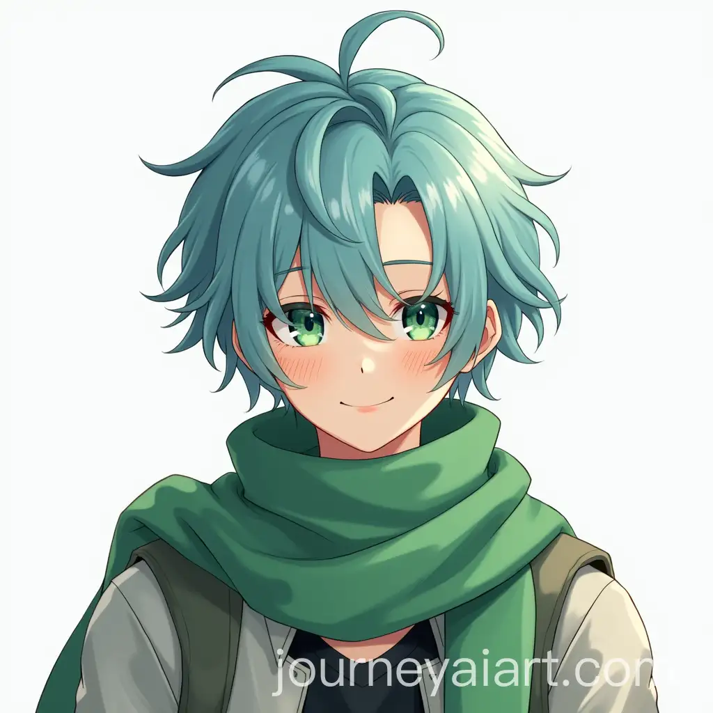 Young-Man-with-BlueGreen-Hair-and-Green-Scarf-Standing-Tall