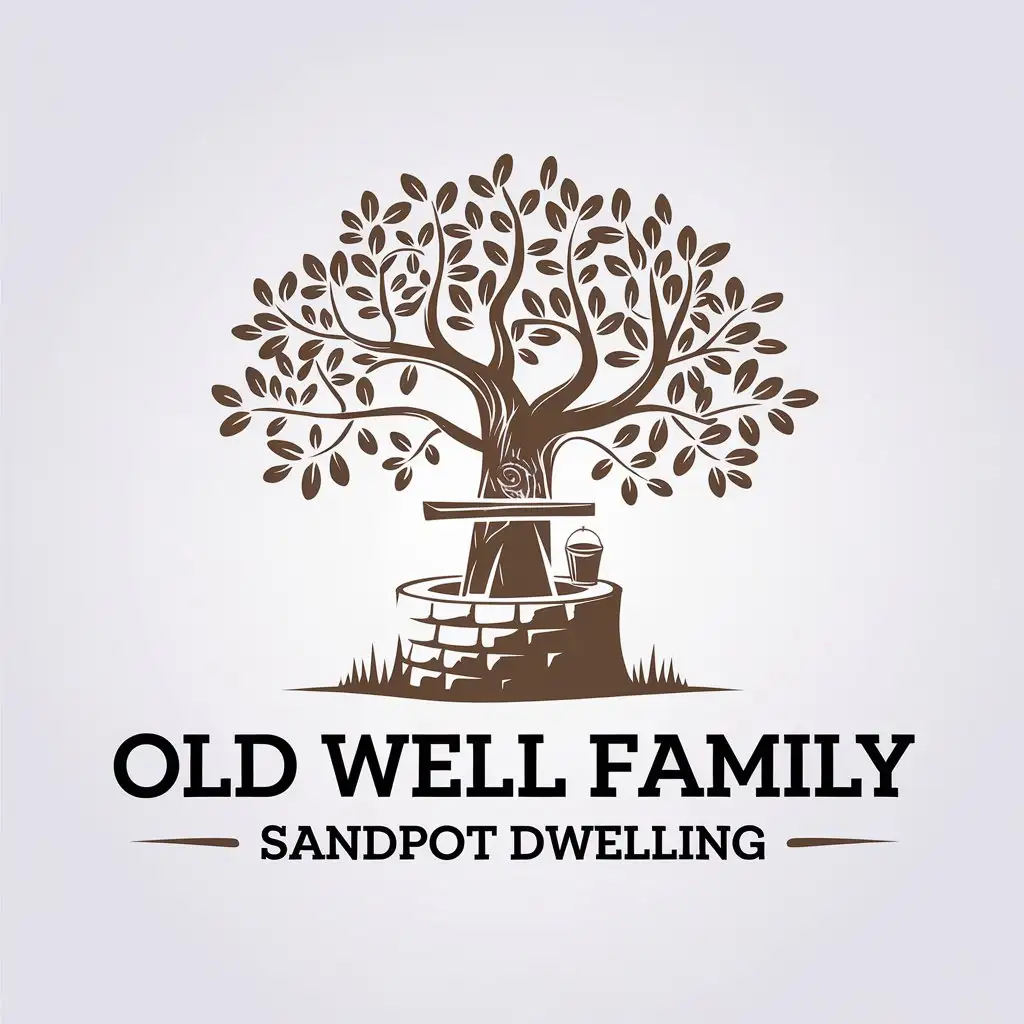 a vector logo design,with the text "old well family sandpot dwelling", main symbol:tree,Moderate,be used in Restaurant industry,clear background