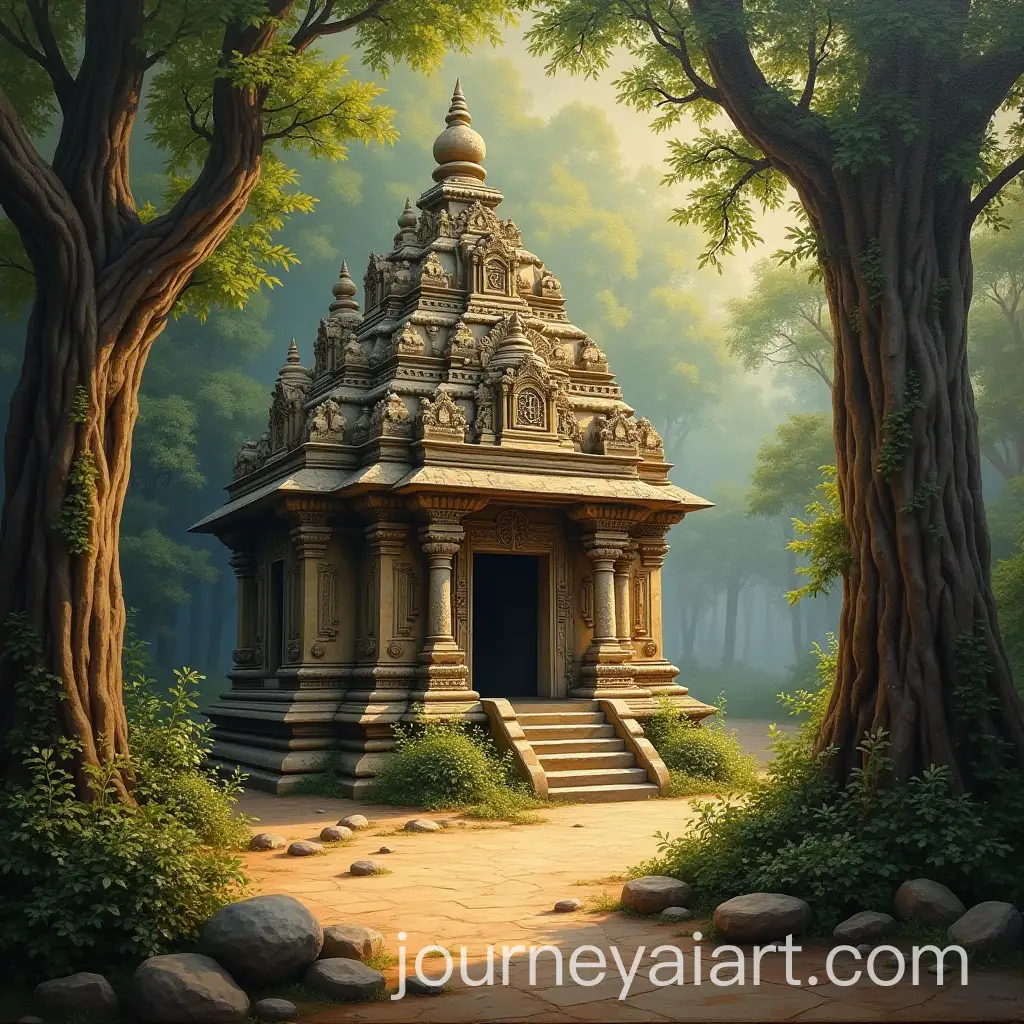 Ancient-Hindu-Temple-in-Sacred-Forest-with-Mystical-Light-and-Divine-Atmosphere