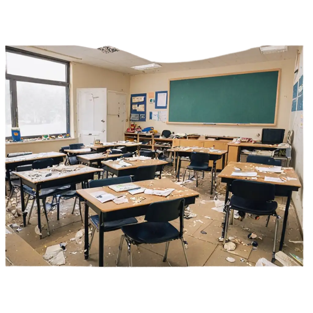 a very messy and dirty classroom