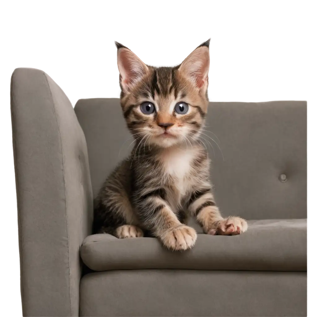 Adorable-Kitten-on-Sofa-PNG-Image-HighQuality-Transparent-Background-for-Versatile-Use