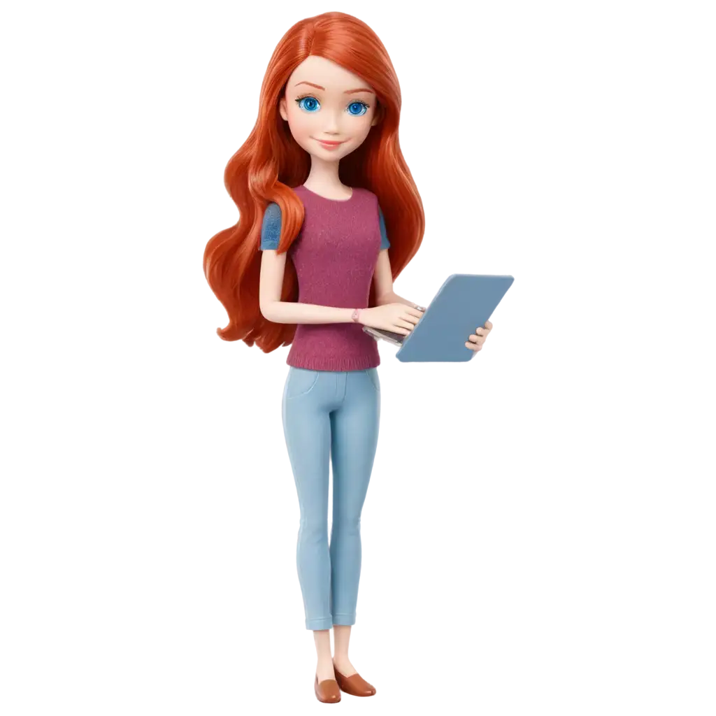 Unique-Collectible-Toy-PNG-with-Girl-with-Red-Hair-Blue-Eyes-and-Accessories