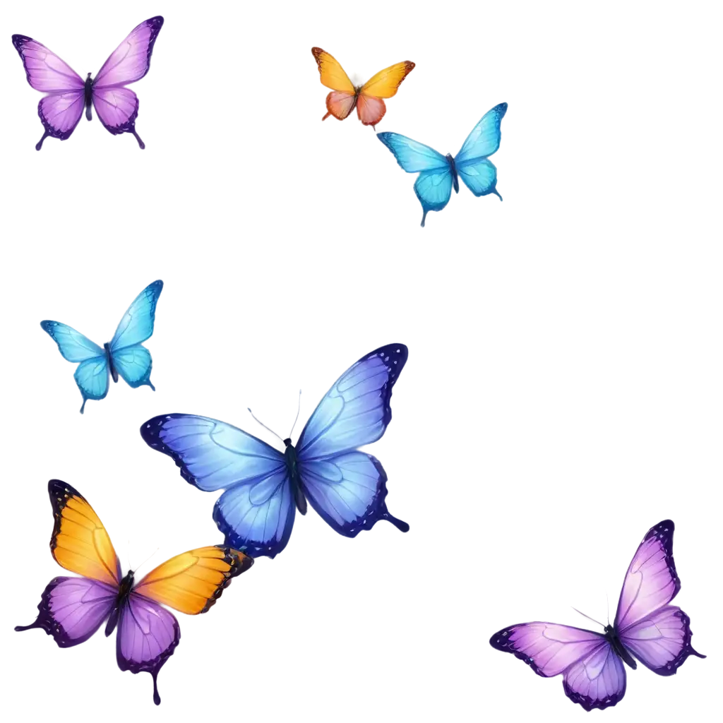 Realistic-Iridescent-Holographic-Butterflies-and-Bees-PNG-Image-Captivating-Digital-Art