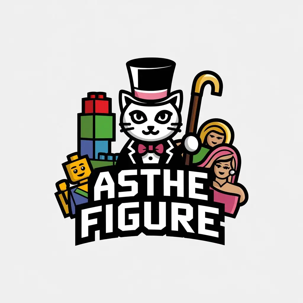 LOGO Design for ASTHE FIGURE CatThemed Vector with Lego and Barbie Doll Elements