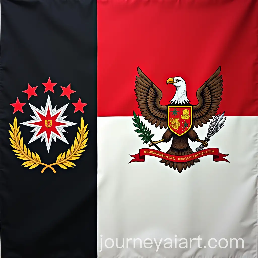 Flag-of-Greater-Indonesian-Realms-with-Garuda-Pancasila-Shield-and-Seven-Stars-Emblem